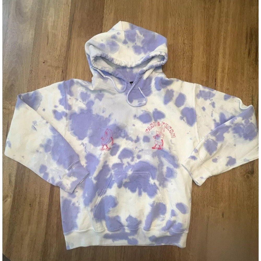 Woman Purple Tie Dye Hoodie Fast Food Fresh Good New Girl Order Small Made In UK